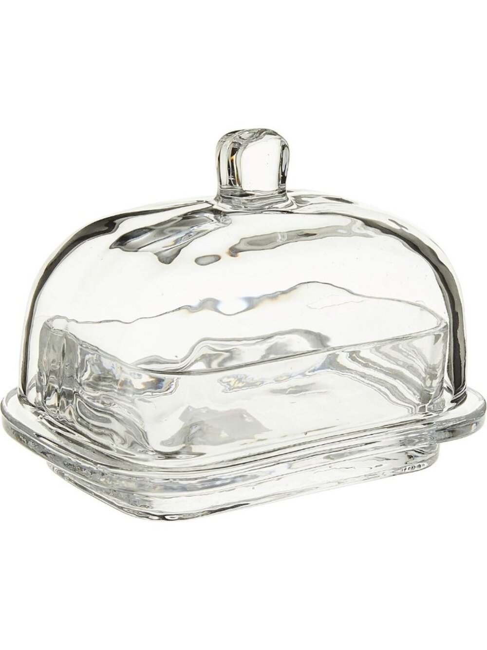 Large Clear Glass Covered Butter Dish with Lid - Elegant Rectangle Design, 6.5